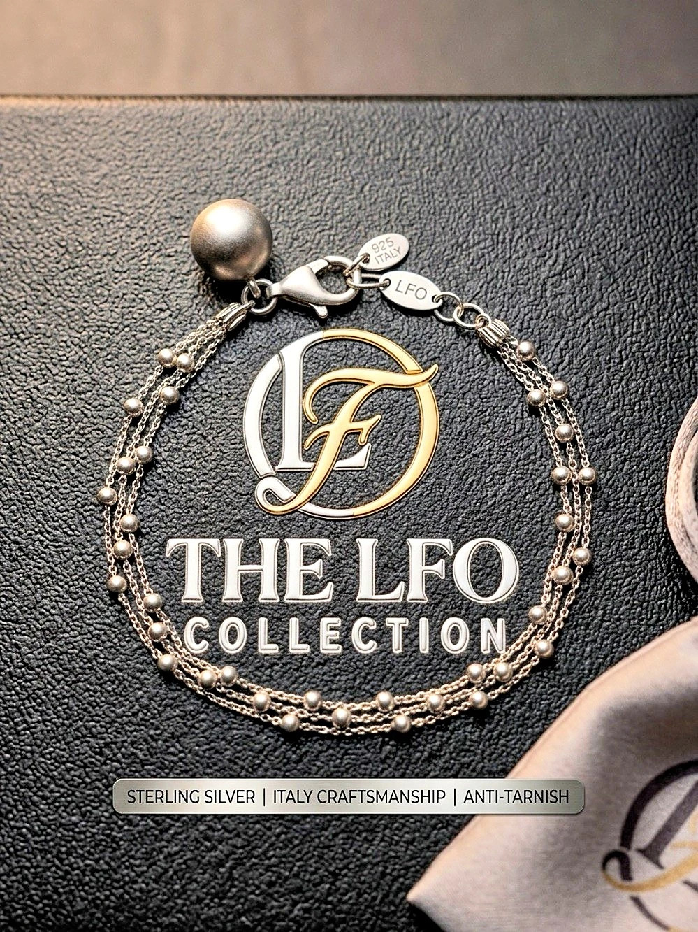 The LFO Collection Sterling Silver Beaded Bracelet Like New